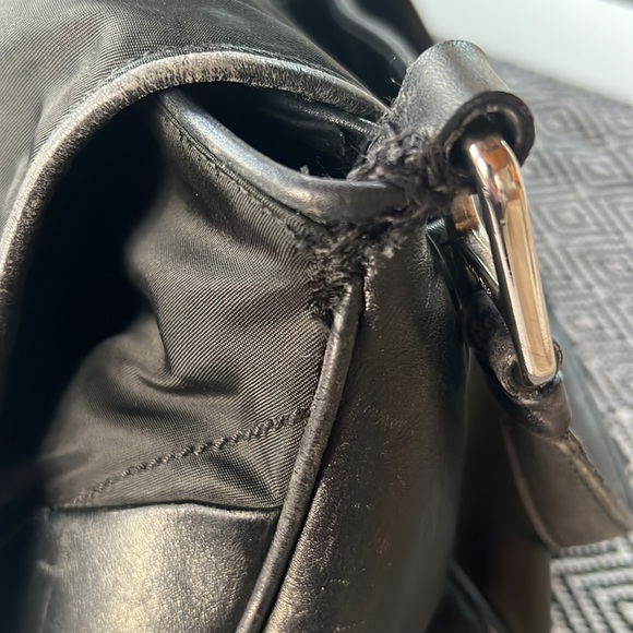 Rare Vintage PRADA Nylon Tessuto Leather Shoulder Hand Bag Purse Black GUC - Picture 12 of 15